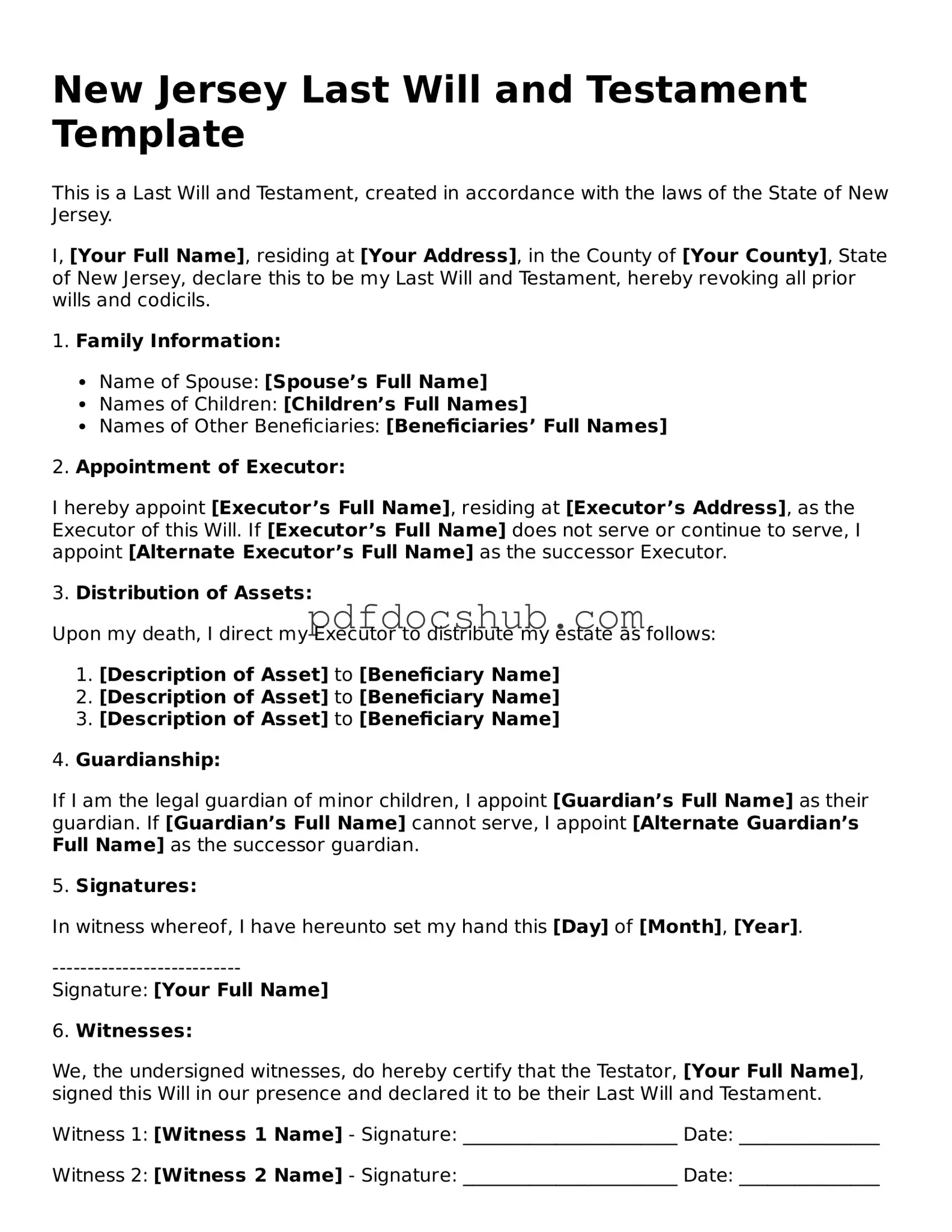 Attorney-Approved New Jersey Last Will and Testament Form