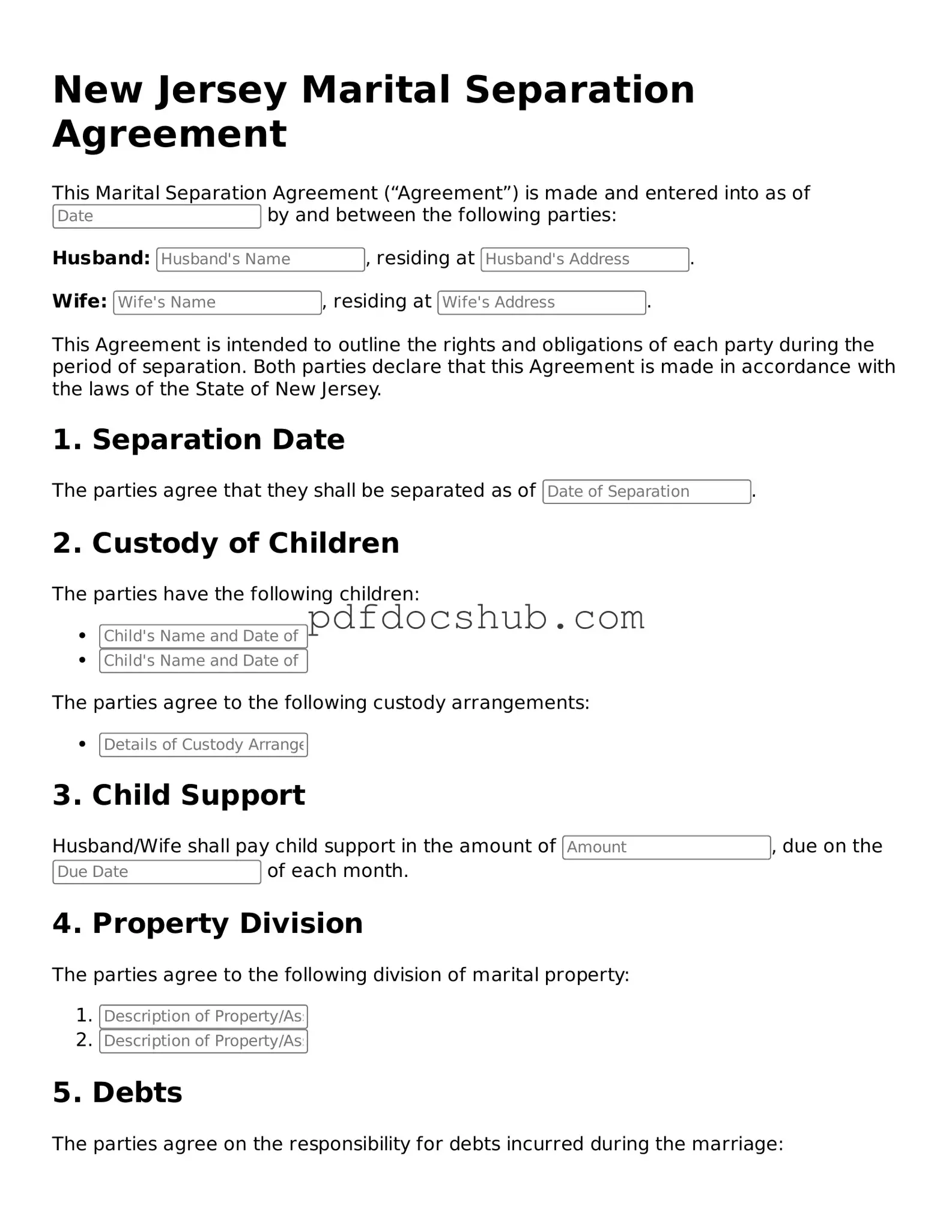 Attorney-Approved New Jersey Marital Separation Agreement Form