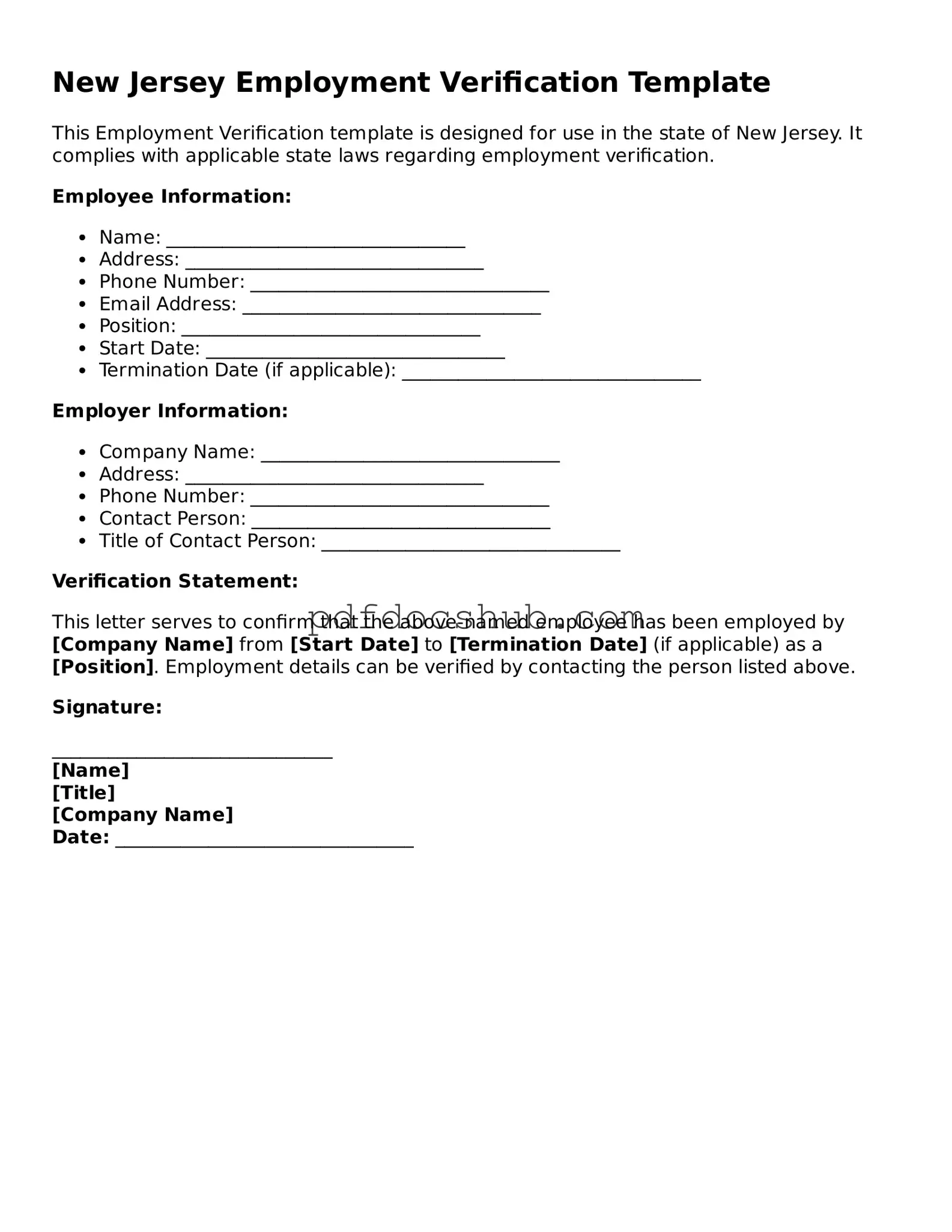 Attorney-Approved New Jersey Employment Verification Form
