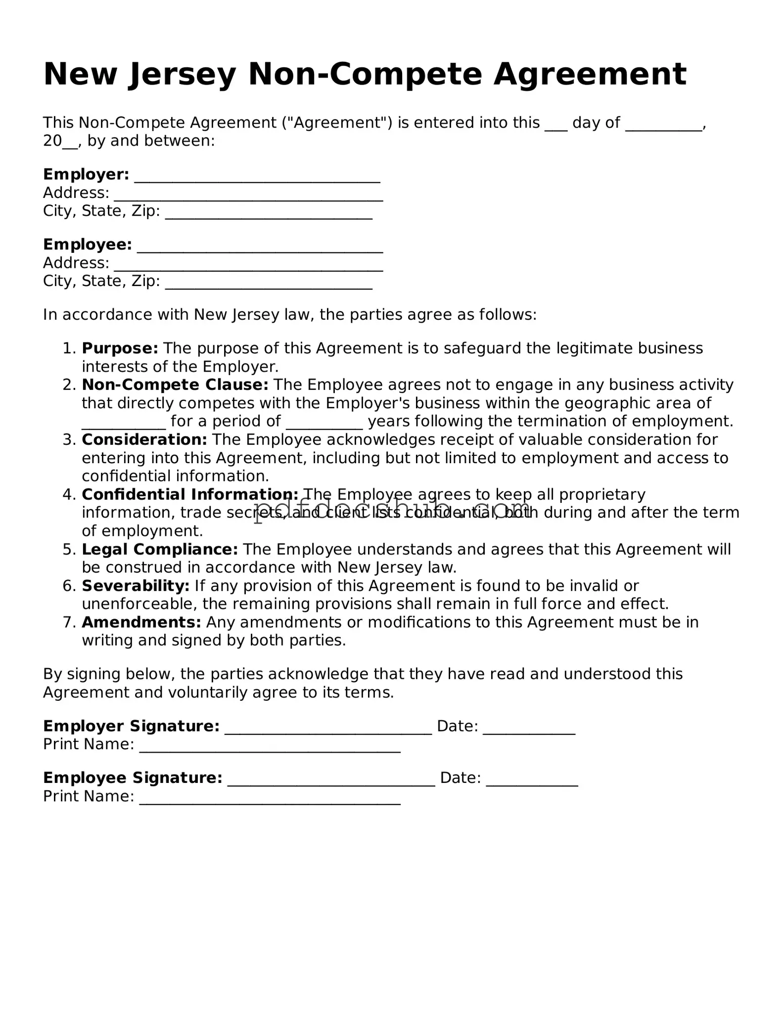 Attorney-Approved New Jersey Non-compete Agreement Form