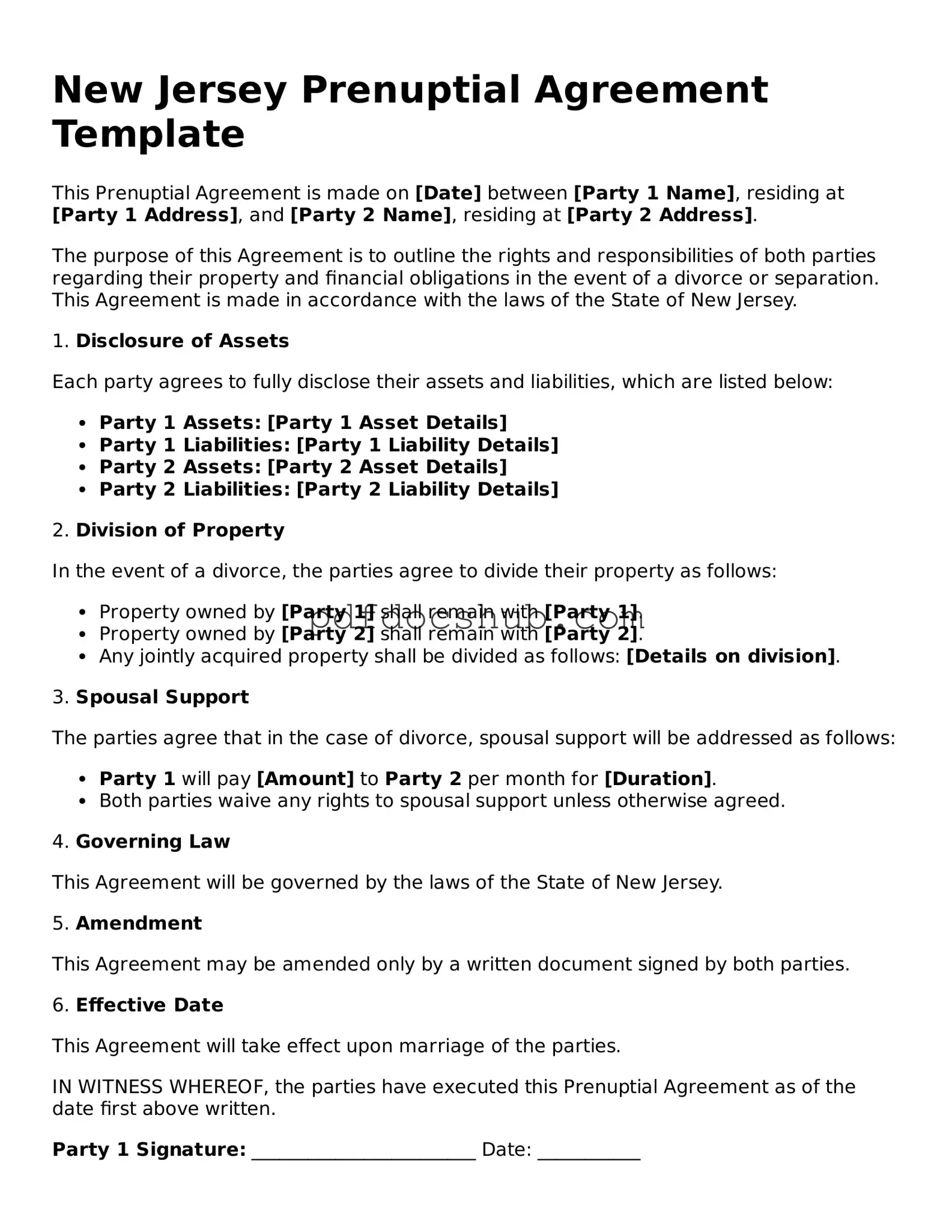 Attorney-Approved New Jersey Prenuptial Agreement Form