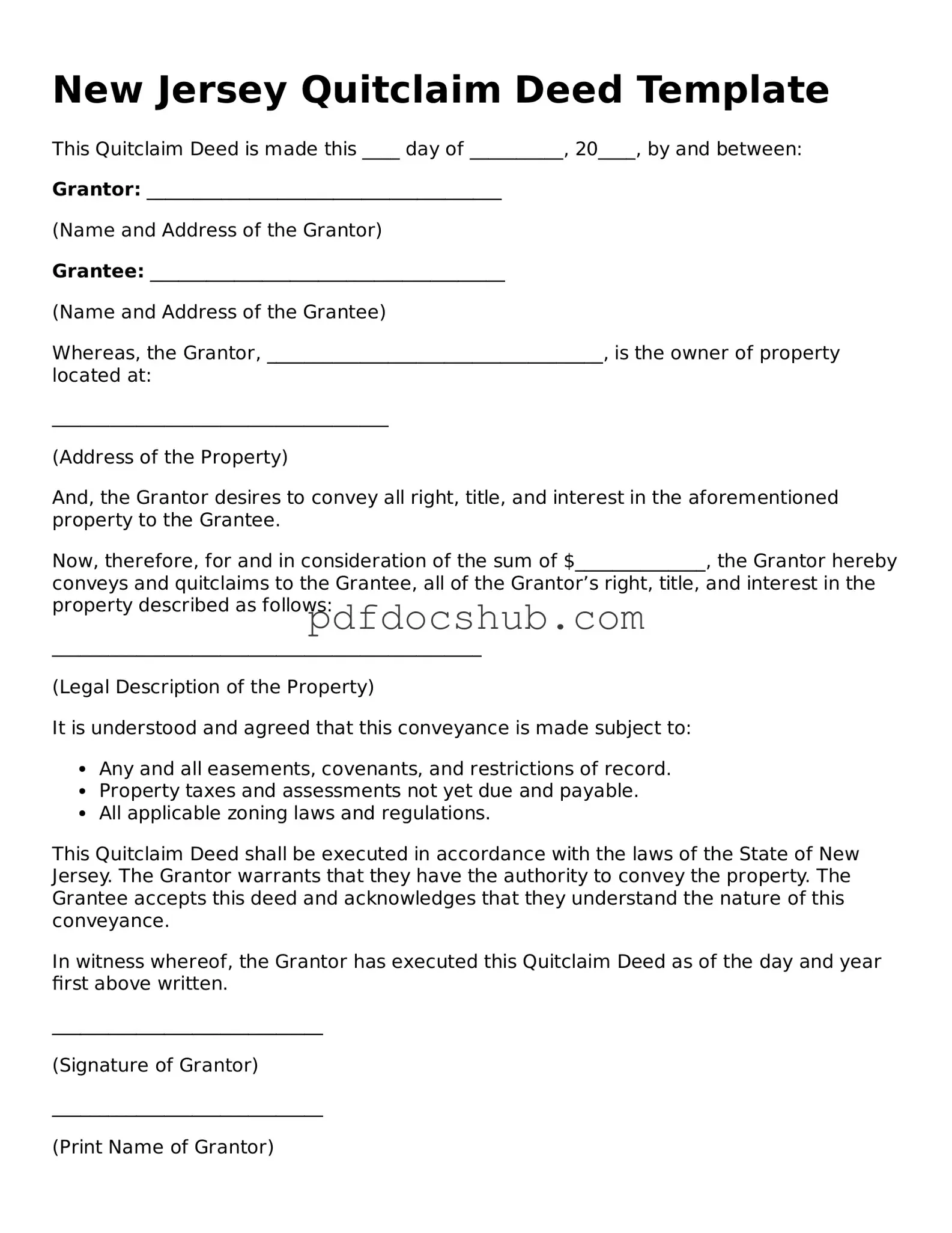 Attorney-Approved New Jersey Quitclaim Deed Form