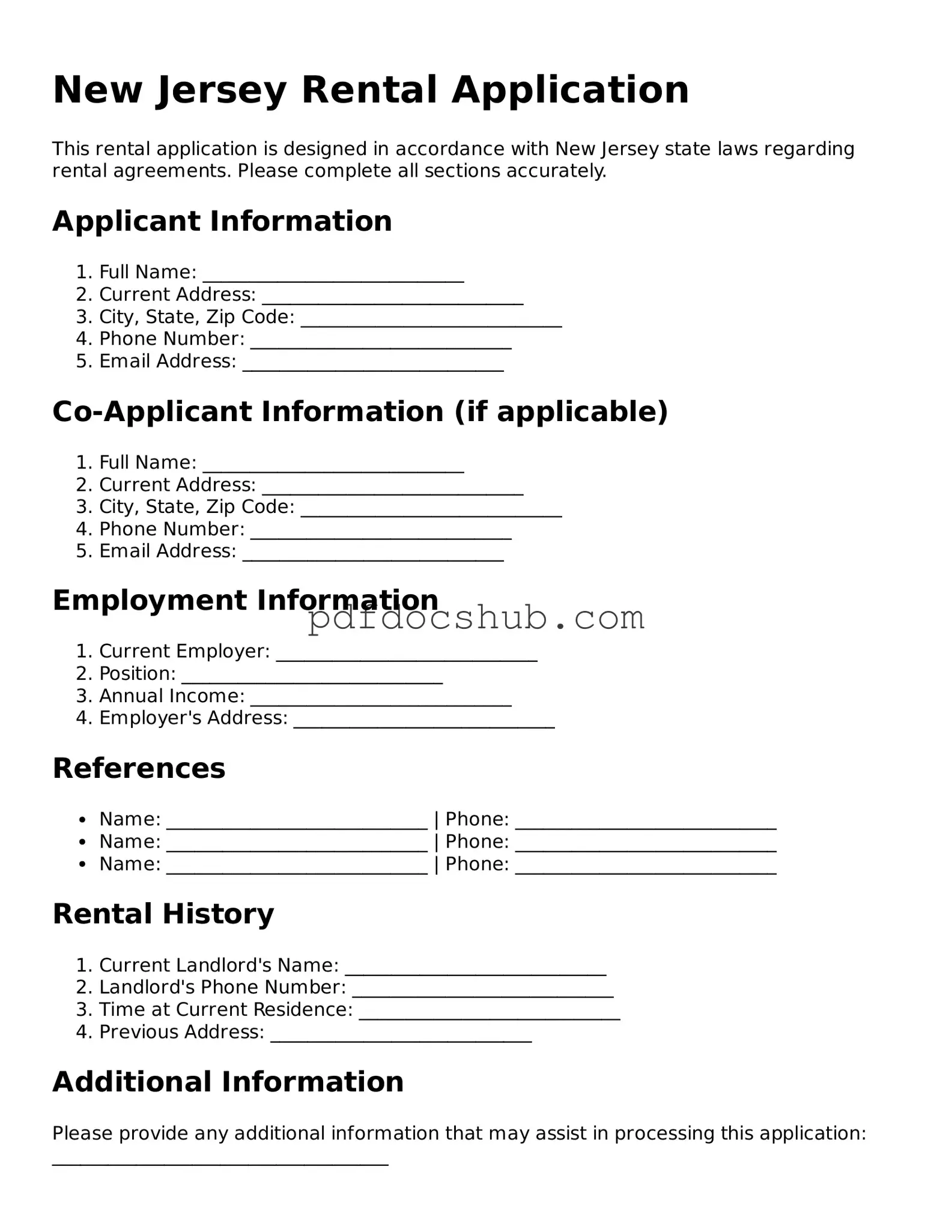 Attorney-Approved New Jersey Rental Application Form