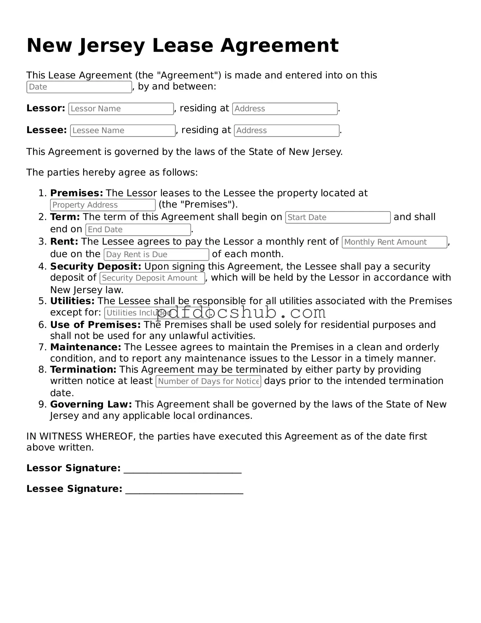 Attorney-Approved New Jersey Lease Agreement Form