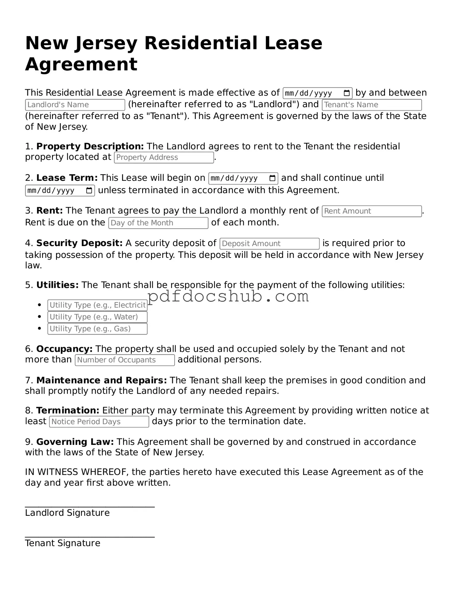 Attorney-Approved New Jersey Residential Lease Agreement Form