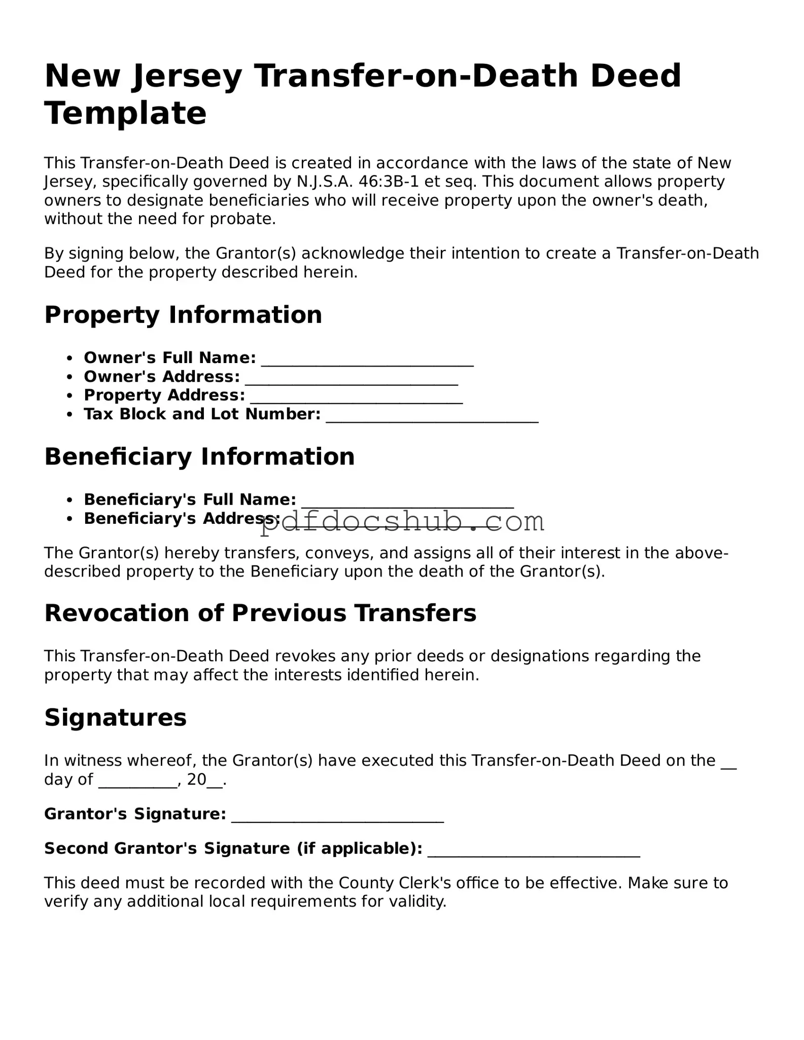 Attorney-Approved New Jersey Transfer-on-Death Deed Form