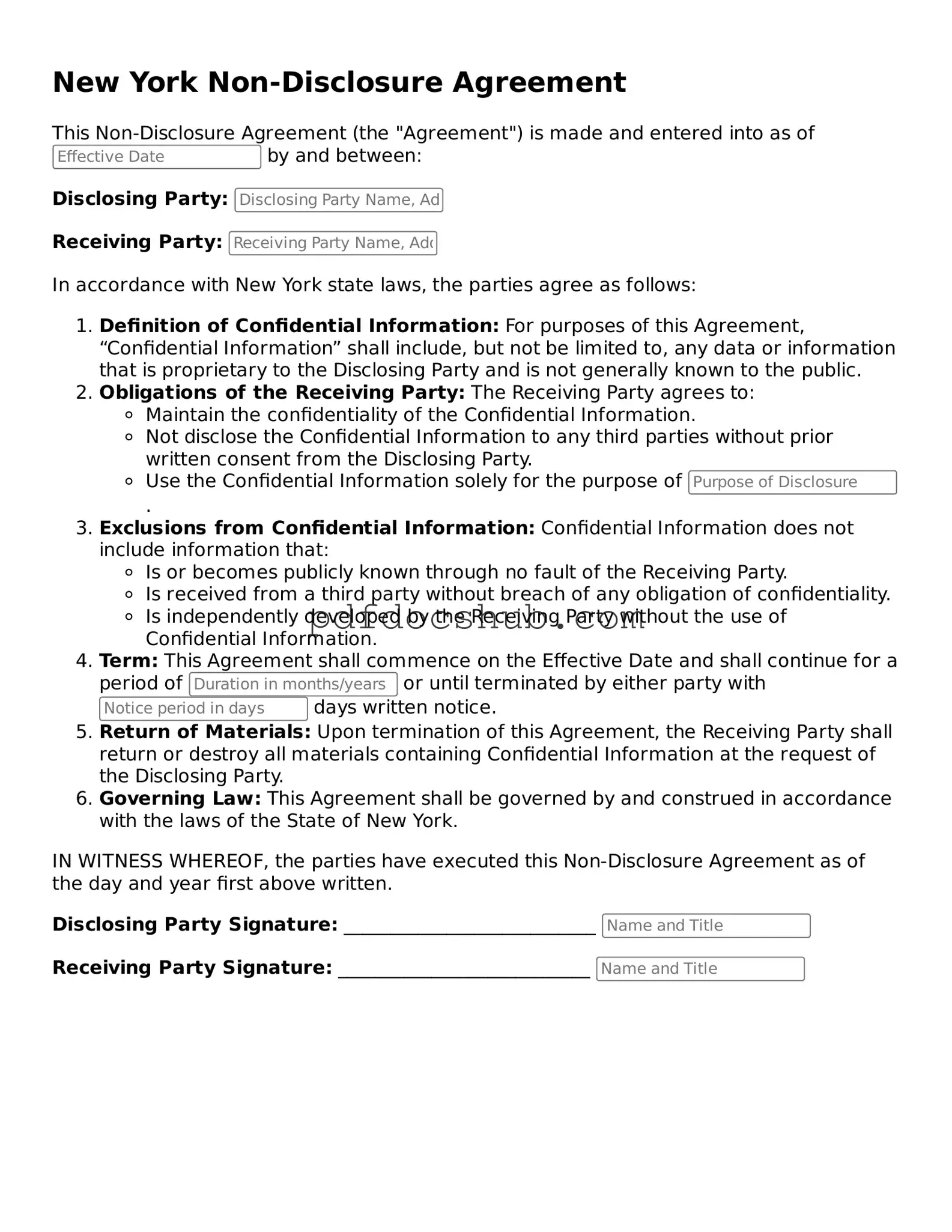 Attorney-Approved New York Non-disclosure Agreement Form
