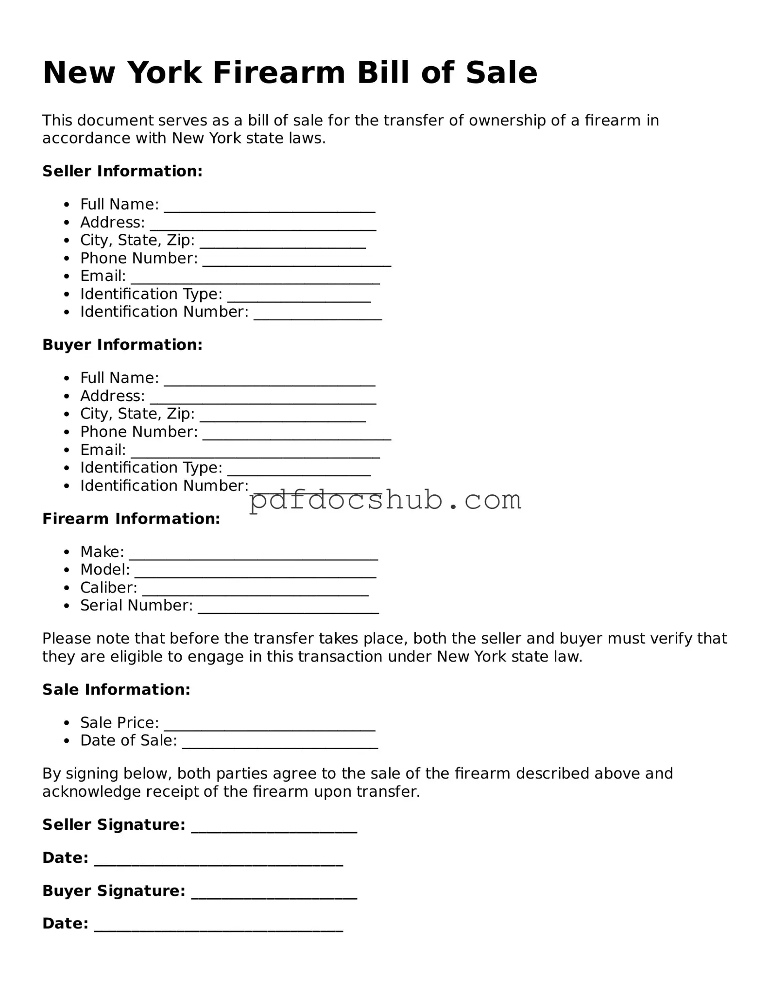 Attorney-Approved New York Firearm Bill of Sale Form