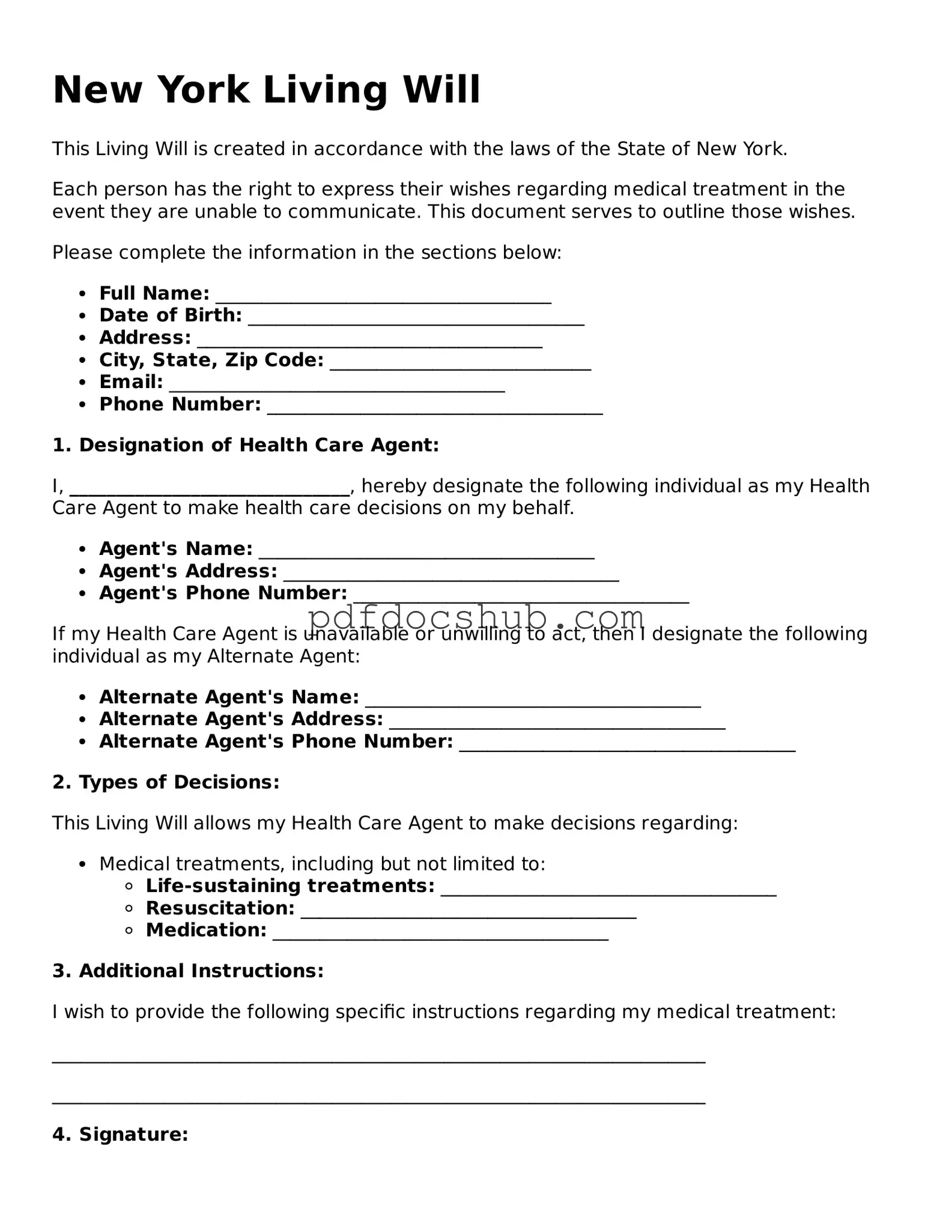 Attorney-Approved New York Living Will Form