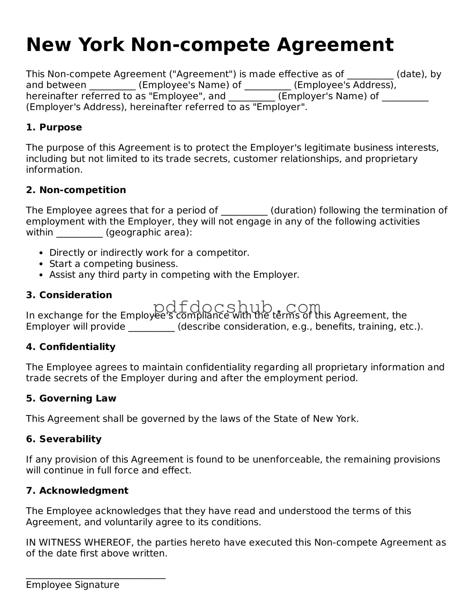 Attorney-Approved New York Non-compete Agreement Form