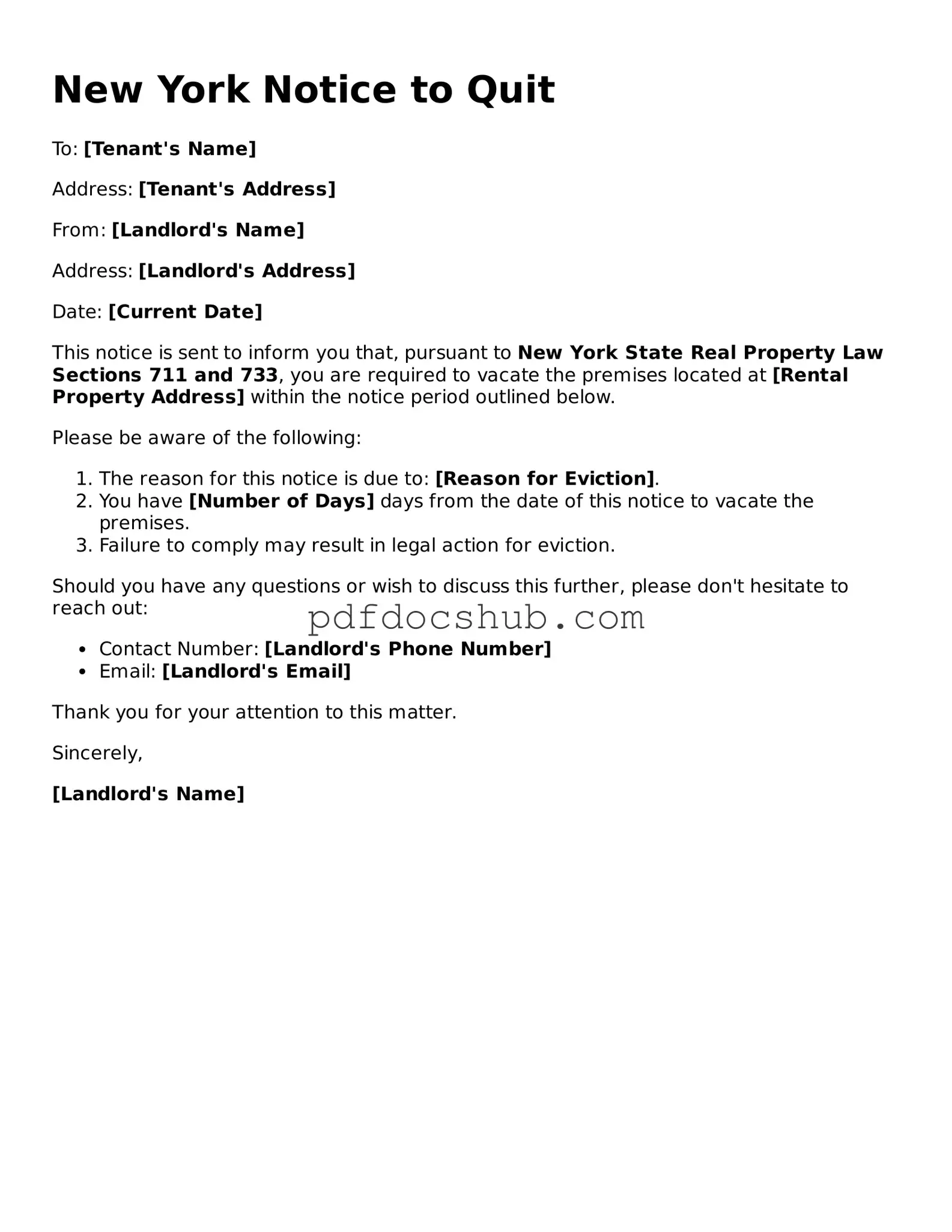 Attorney-Approved New York Notice to Quit Form
