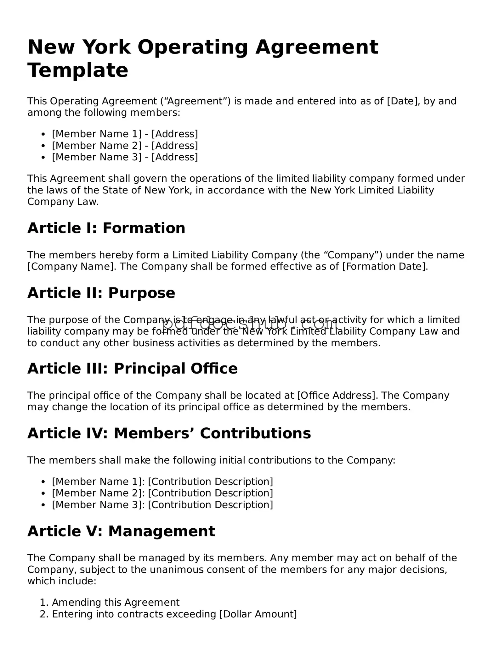 Attorney-Approved New York Operating Agreement Form