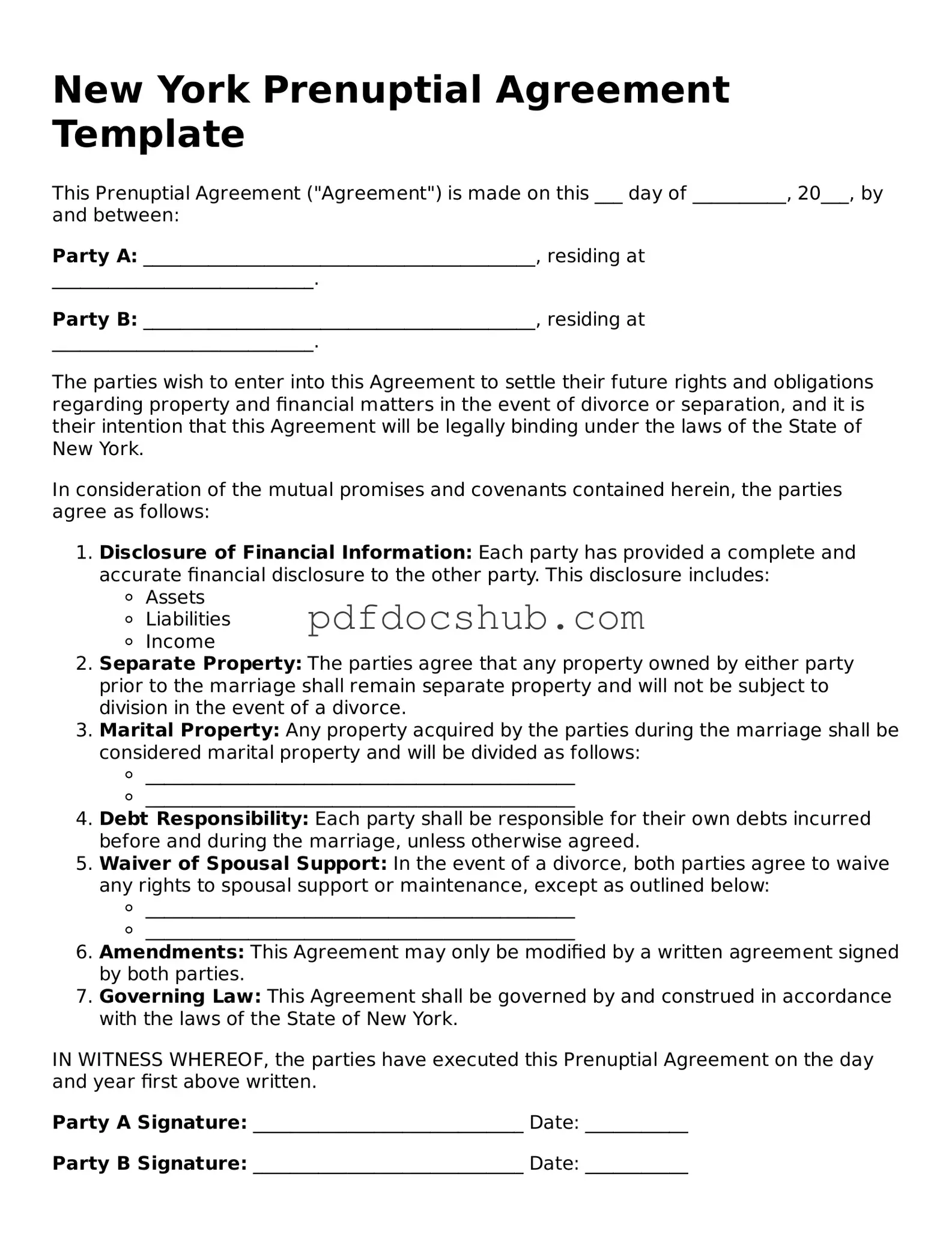 Attorney-Approved New York Prenuptial Agreement Form