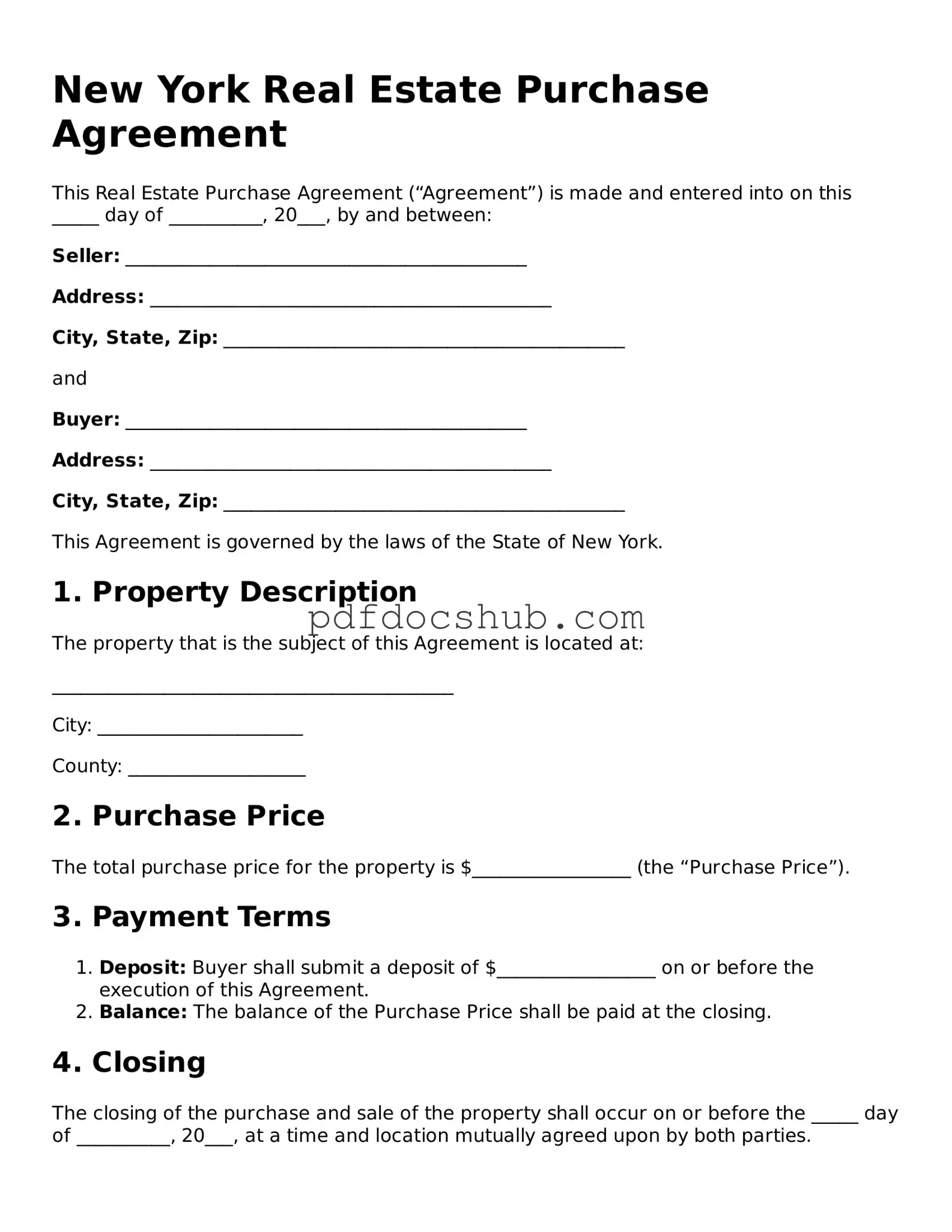 Attorney-Approved New York Real Estate Purchase Agreement Form