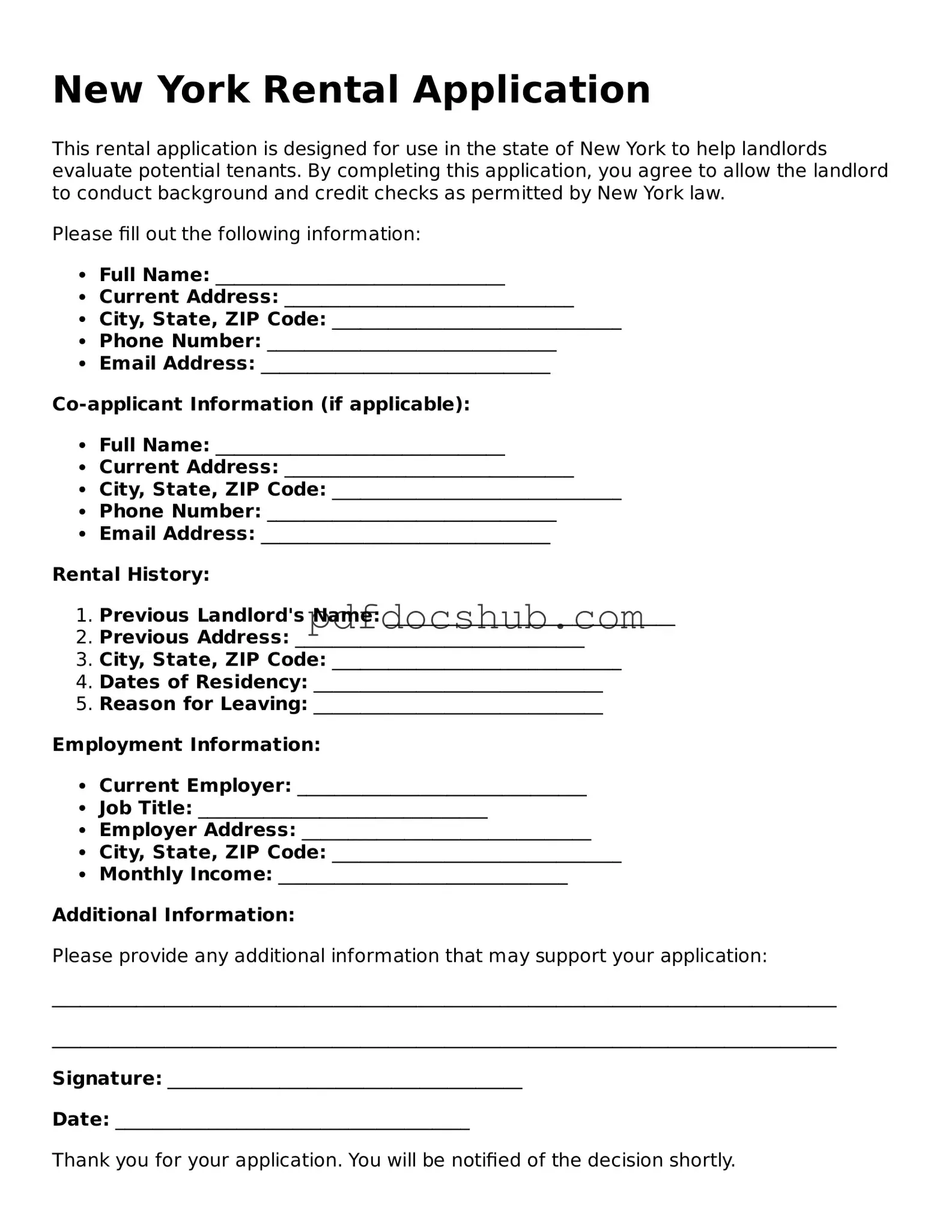 Attorney-Approved New York Rental Application Form