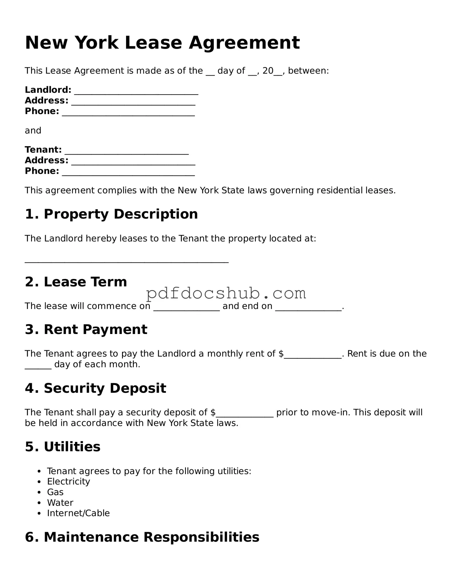 Attorney-Approved New York Lease Agreement Form