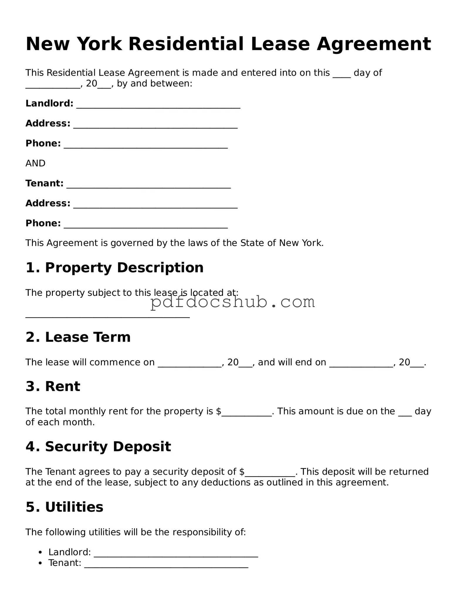 Attorney-Approved New York Residential Lease Agreement Form