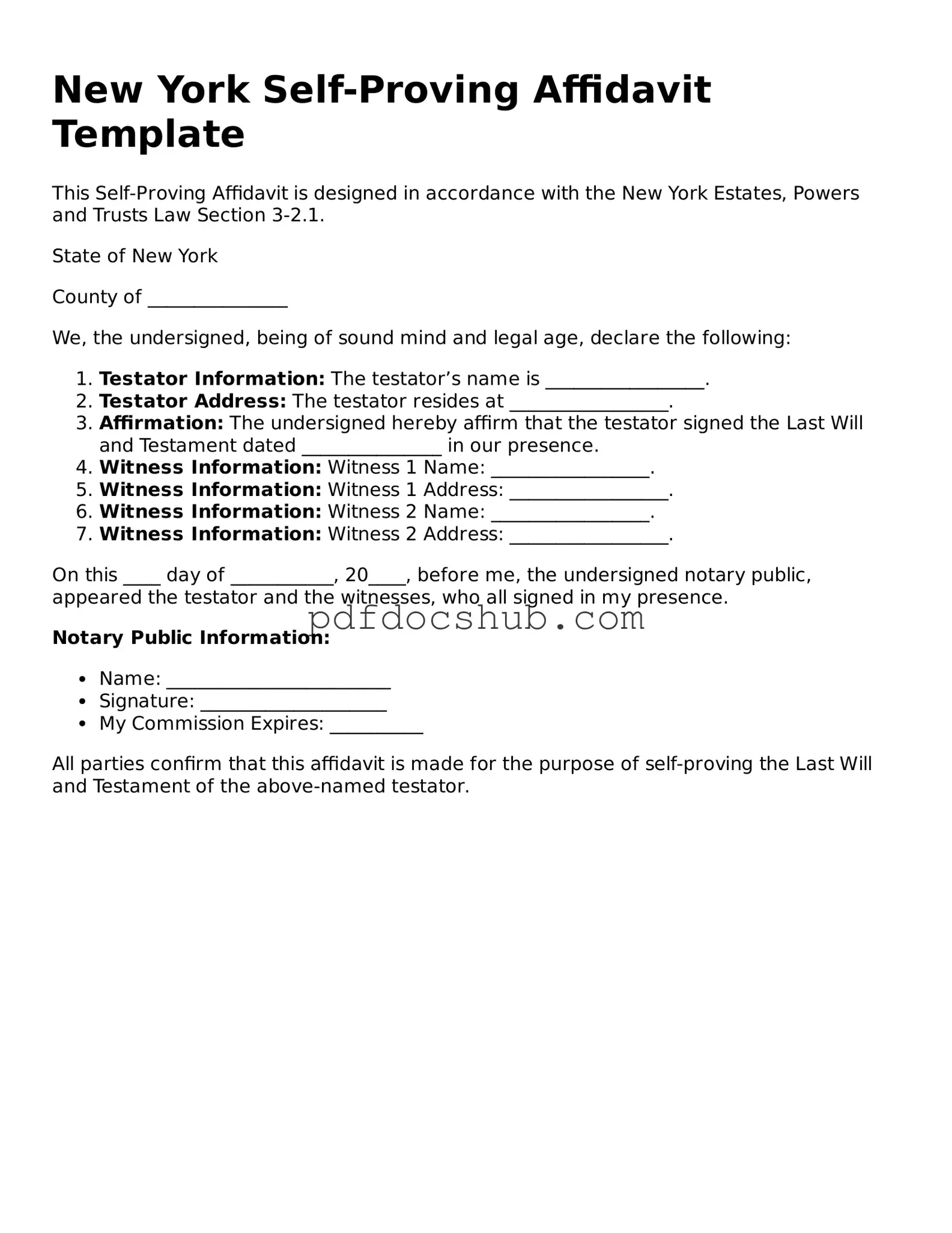 Attorney-Approved New York Self-Proving Affidavit Form