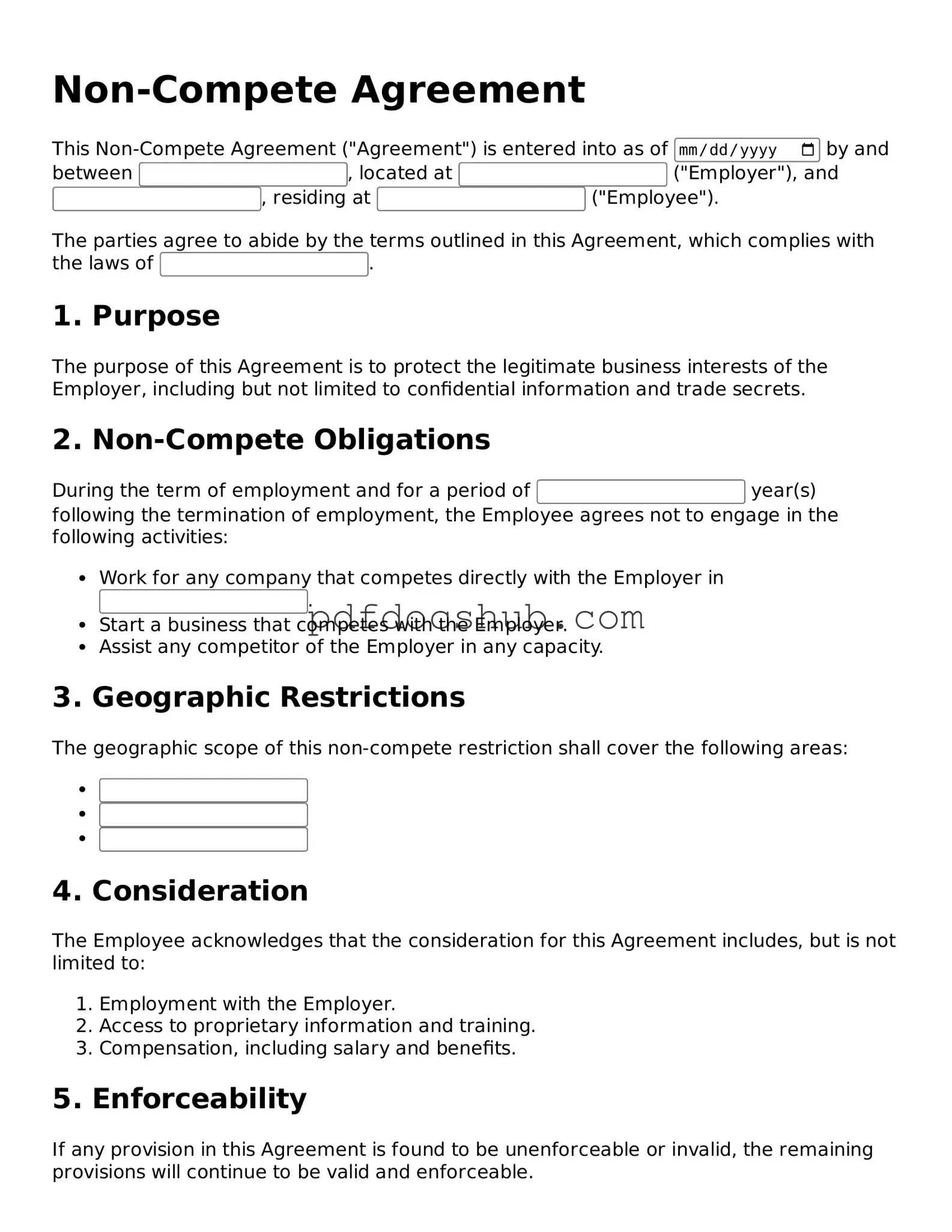 Legal Non-compete Agreement Template
