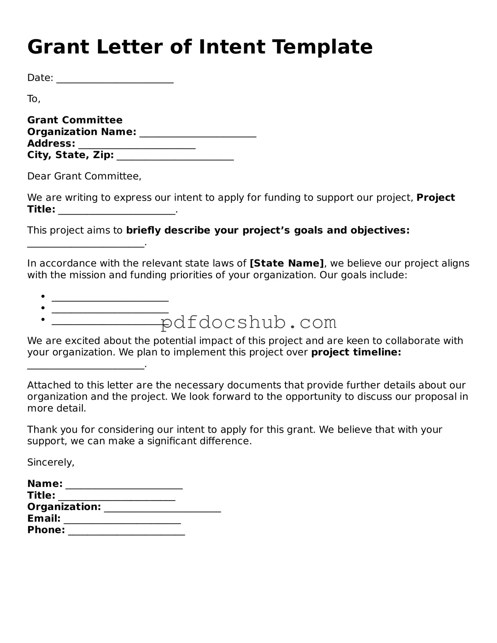Legal Grant Letter of Intent Template
