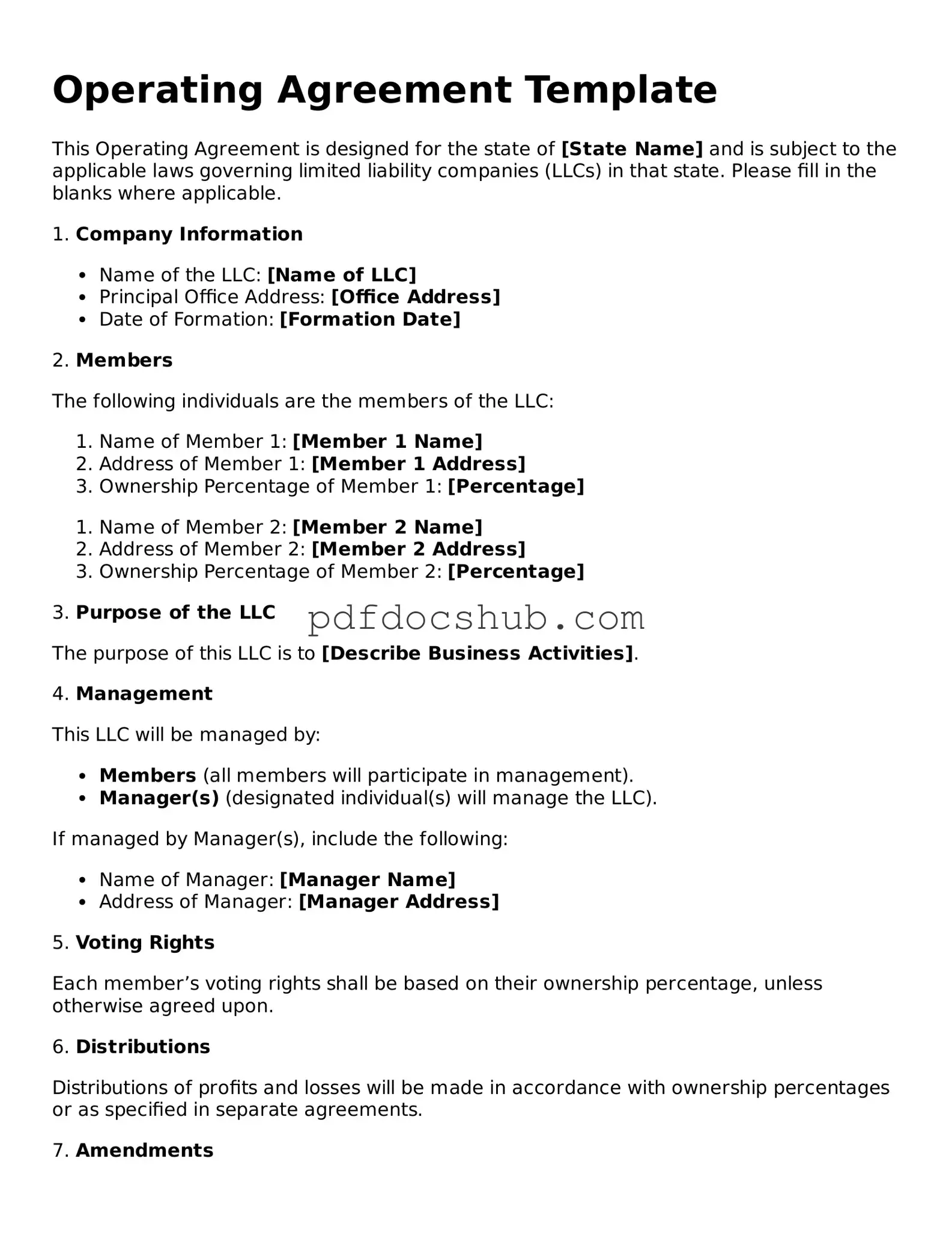 Legal Operating Agreement Template