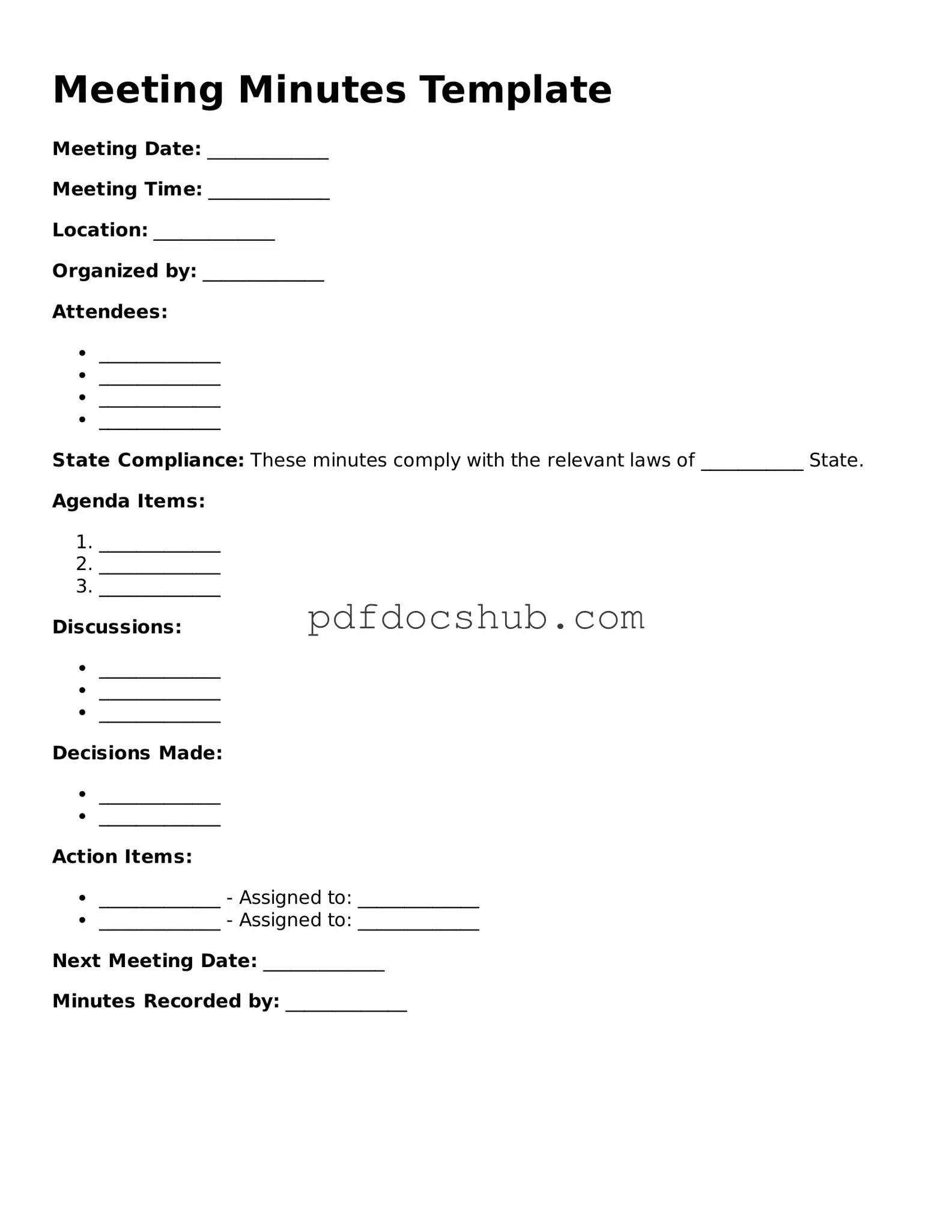 Legal Meeting Minutes Template