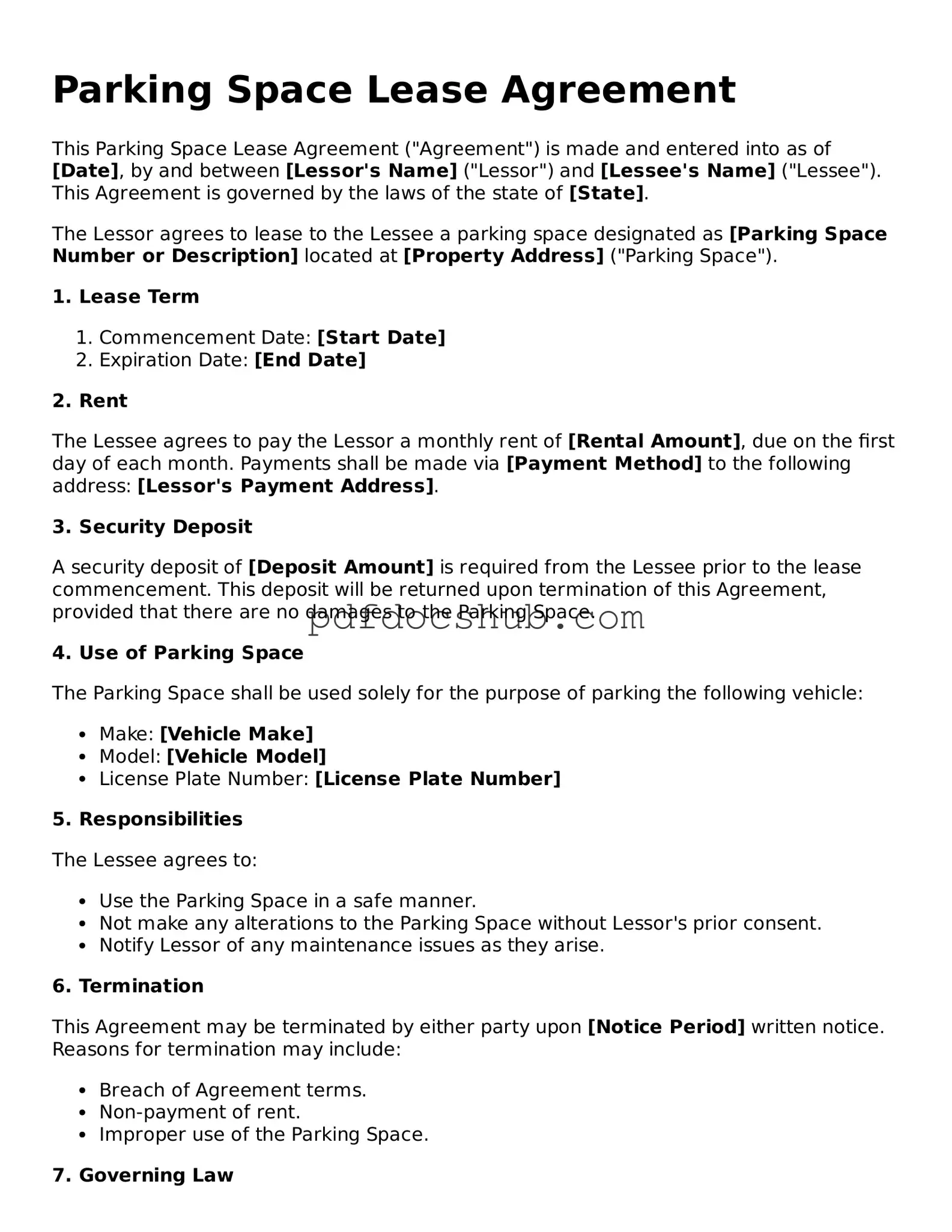 Legal Parking Space Lease Agreement Template