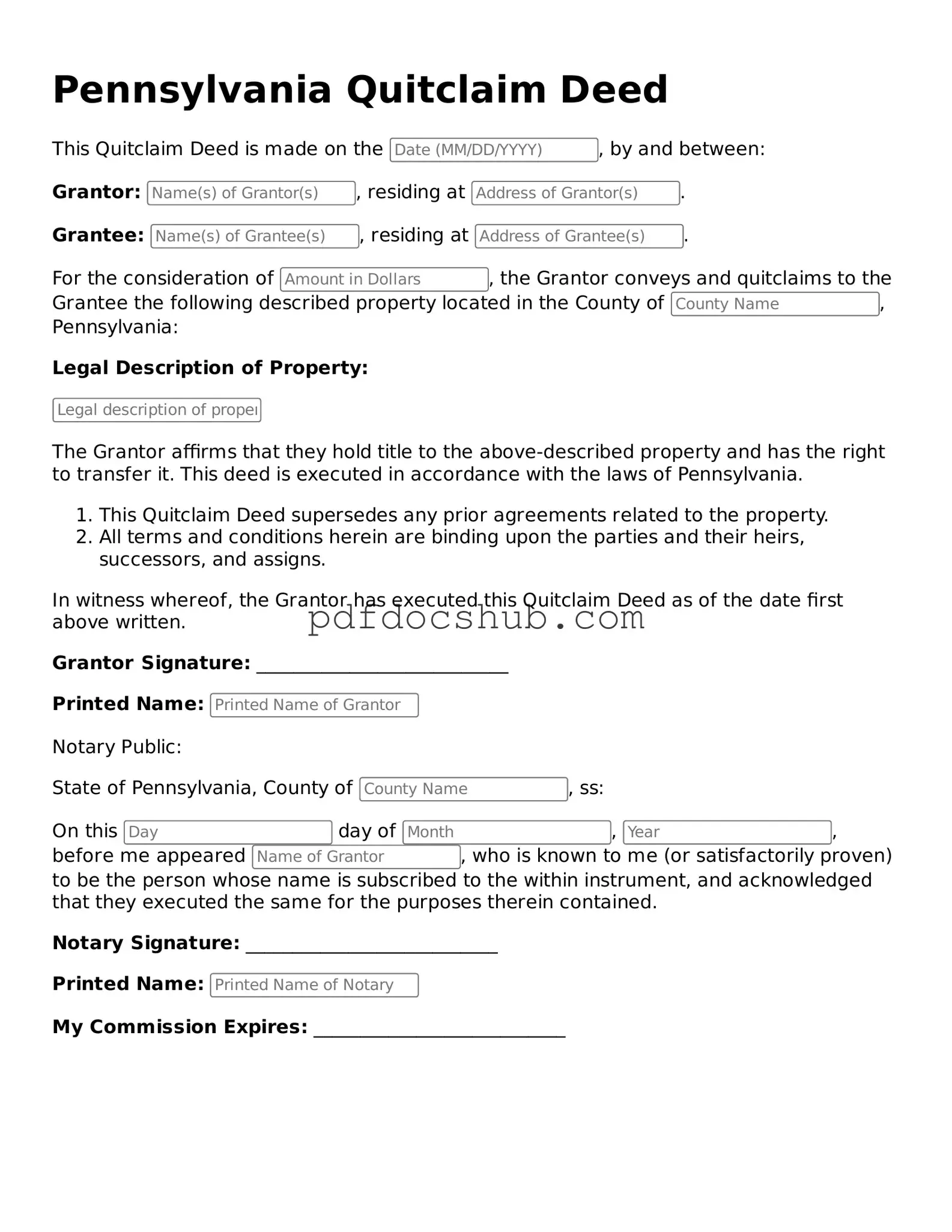 Attorney-Approved Pennsylvania Quitclaim Deed Form