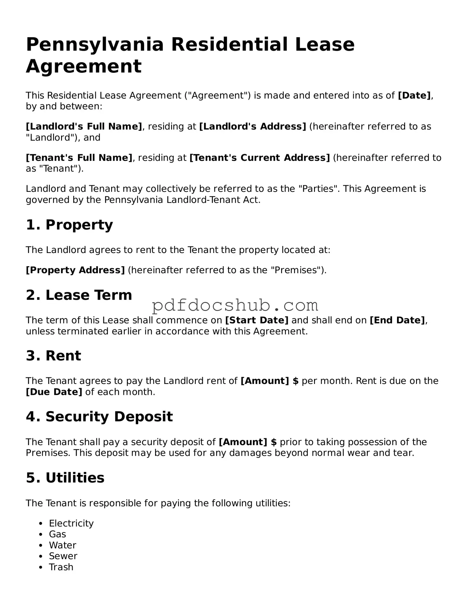 Attorney-Approved Pennsylvania Residential Lease Agreement Form