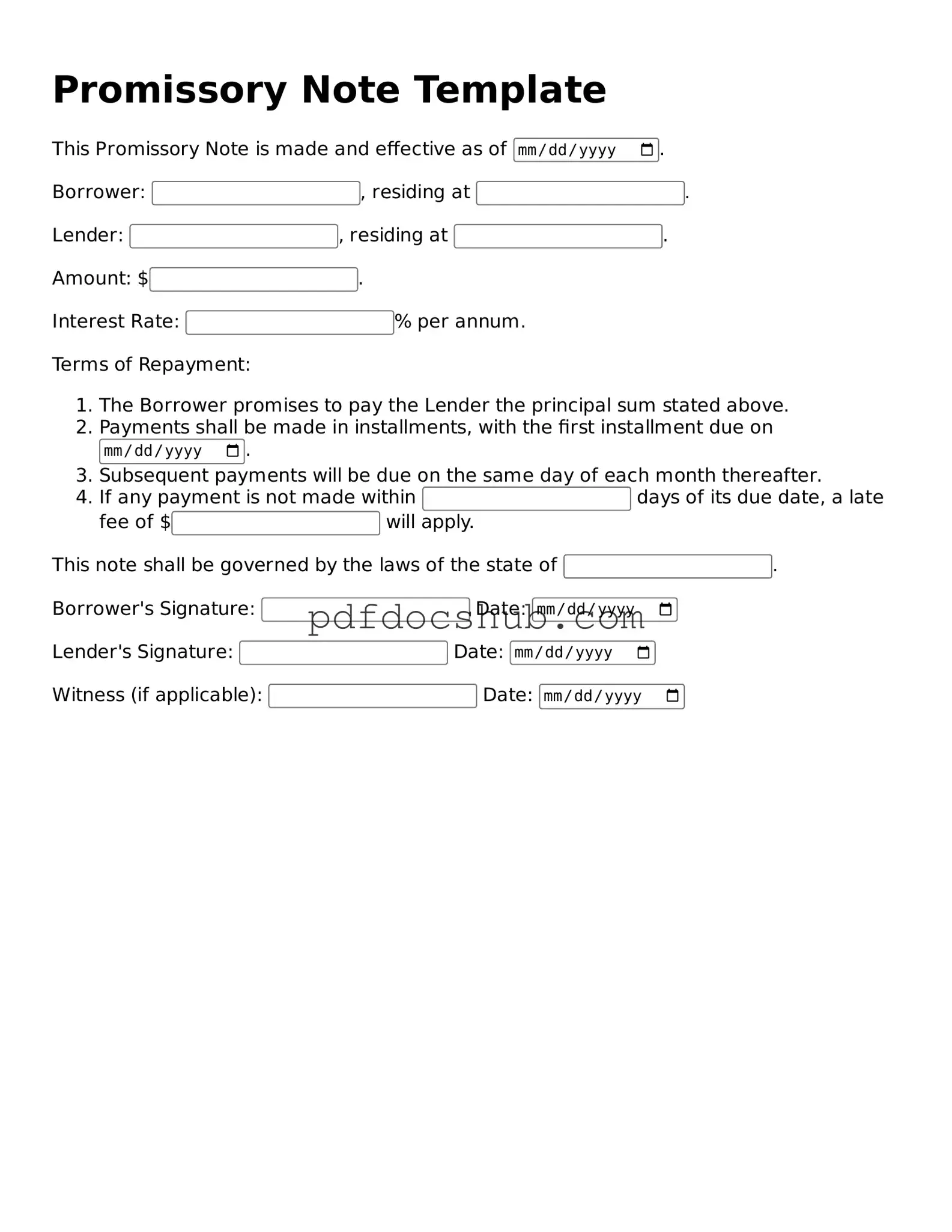 Legal Promissory Note Template