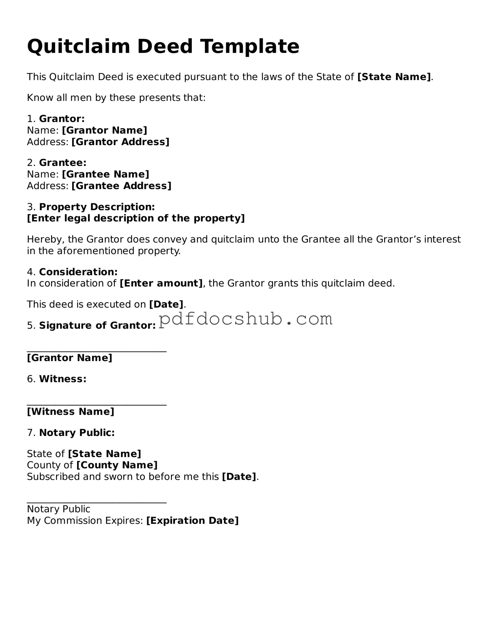 Legal Quitclaim Deed Template