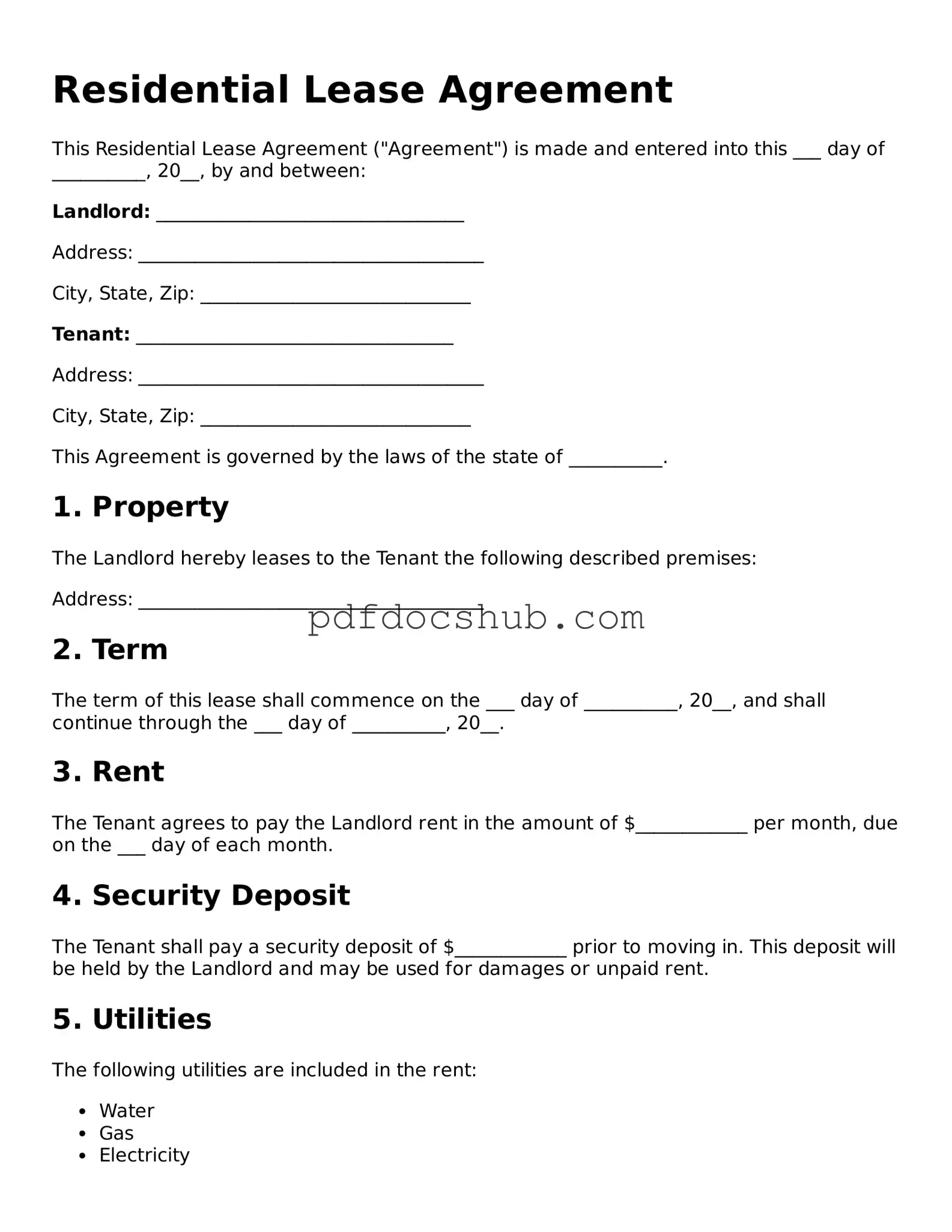 Legal Residential Lease Agreement Template