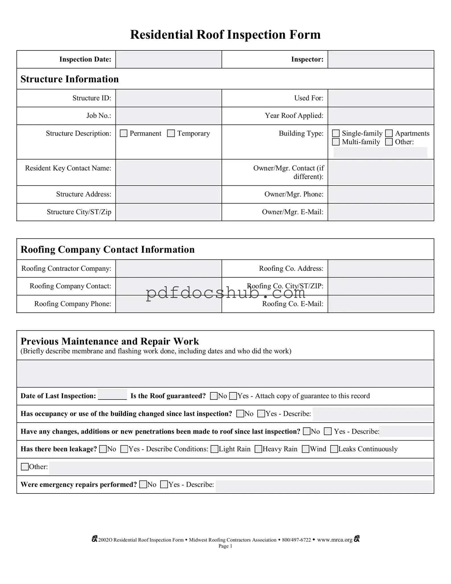 Roof Inspection Template