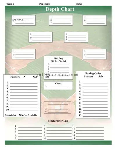 Baseball Field Lineup Template