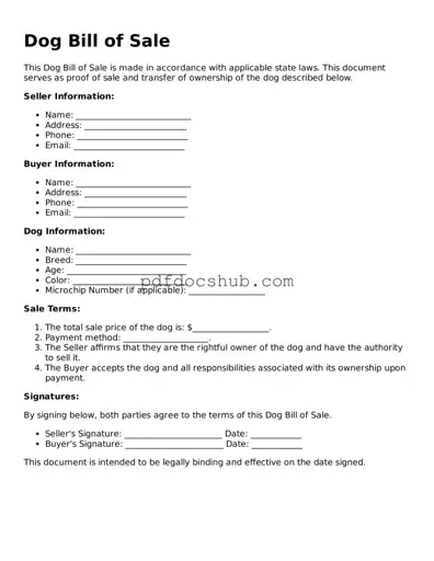 Legal Dog Bill of Sale Template
