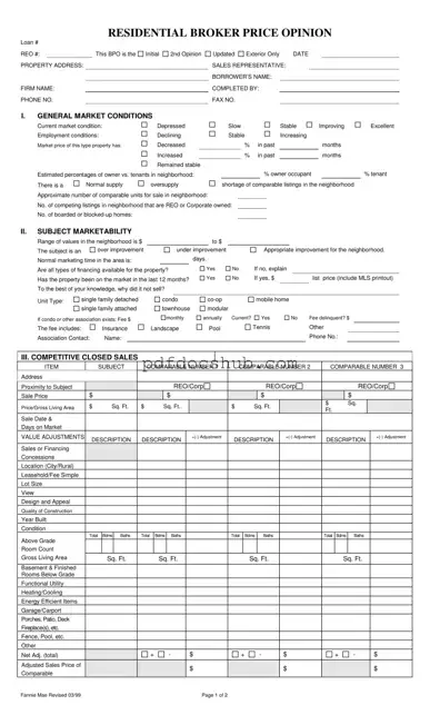 Broker Price Opinion Template