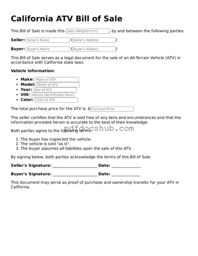 Attorney-Approved California ATV Bill of Sale Form