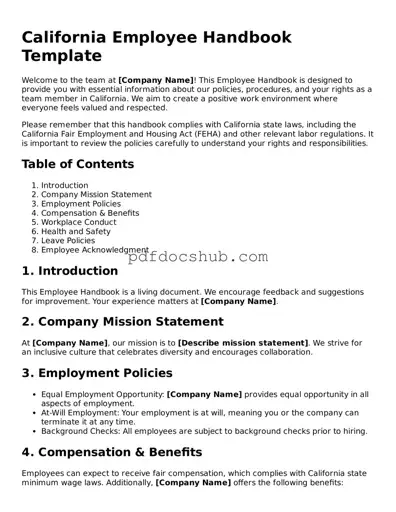 Attorney-Approved California Employee Handbook Form
