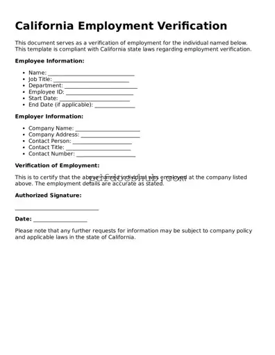 Attorney-Approved California Employment Verification Form