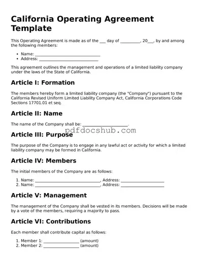 Attorney-Approved California Operating Agreement Form