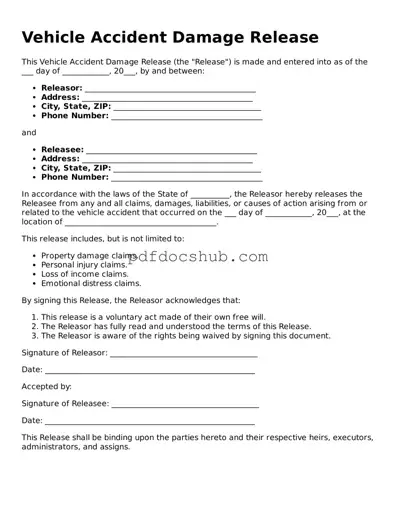 Legal Vehicle Accident Damage Release Template