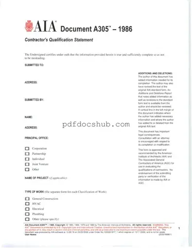 AIA A305 Template