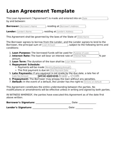 Legal Loan Agreement Template