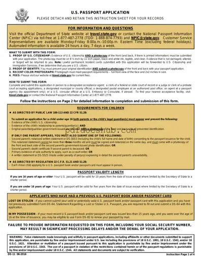 DS-11 U.S. Passport application Template