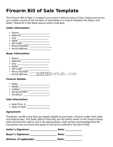 Legal Firearm Bill of Sale Template