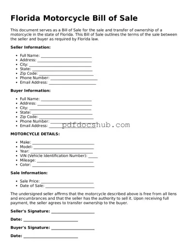 Attorney-Approved Florida Motorcycle Bill of Sale Form