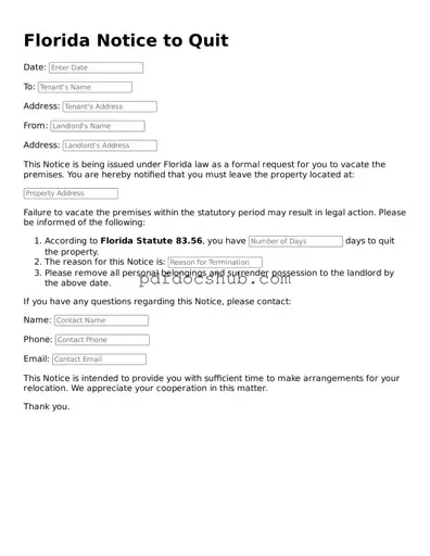 Attorney-Approved Florida Notice to Quit Form