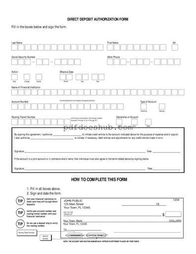 Generic Direct Deposit Template