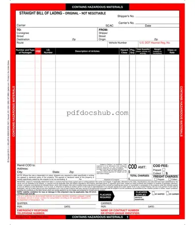 Hazard Bill Of Ladden Template