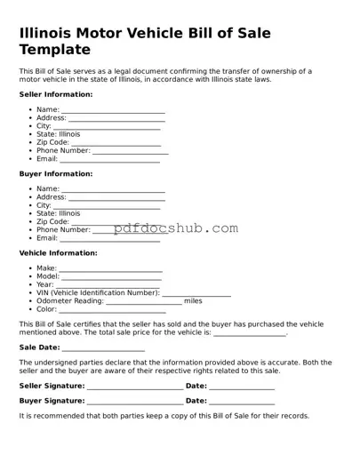 Attorney-Approved Illinois Motor Vehicle Bill of Sale Form